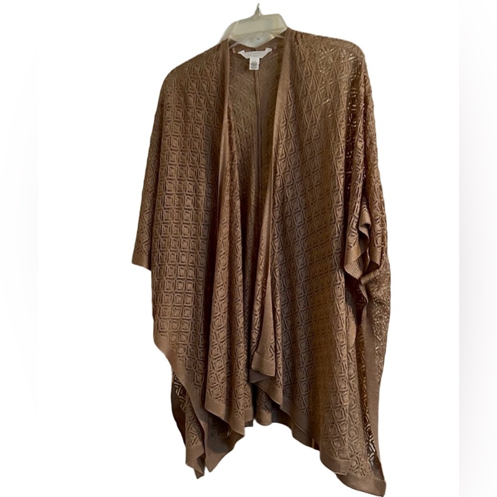 Lauren Conrad Brown Crocheted Open-Front Cardigan One Size